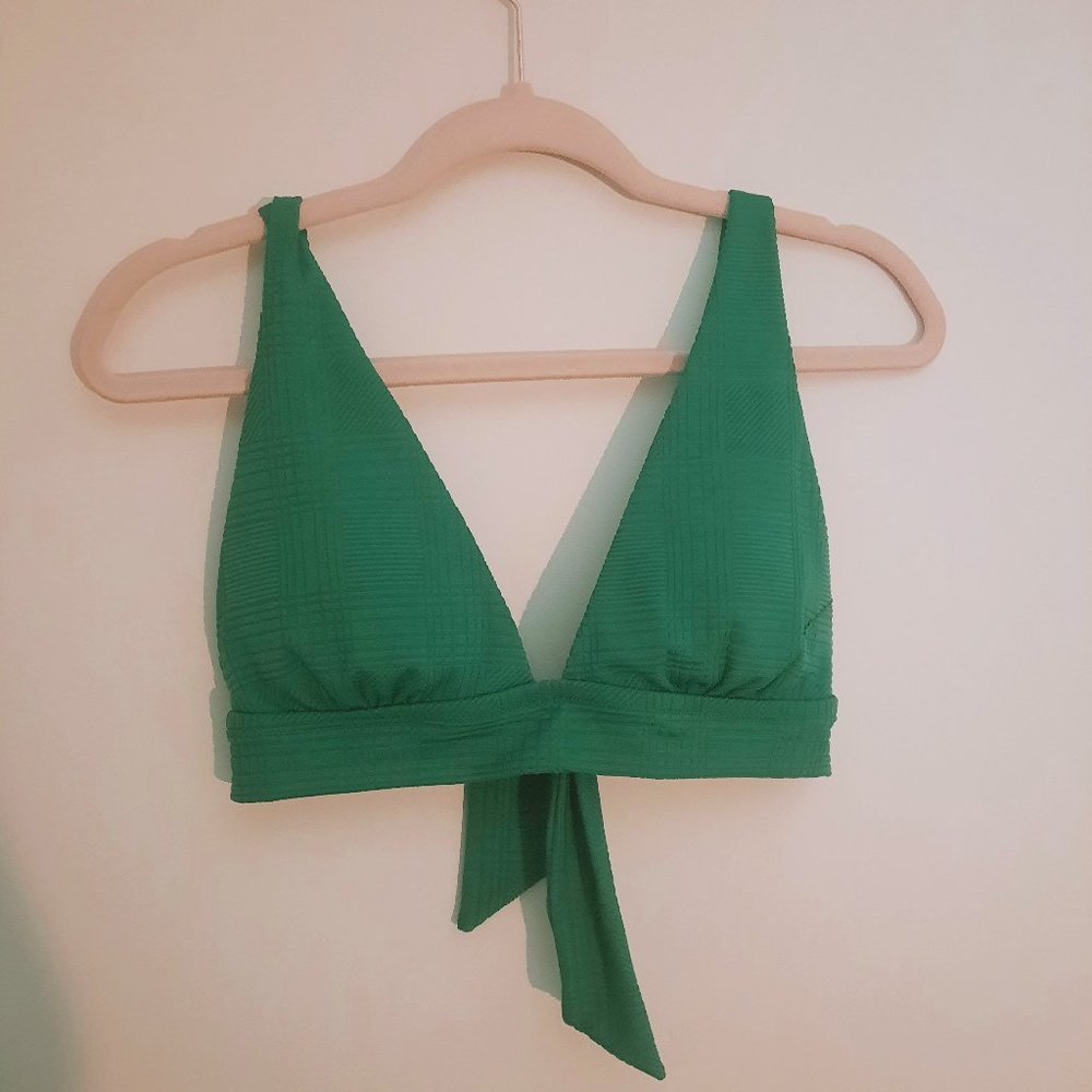 Aerie Green Jacquard Triangle Bikini Top